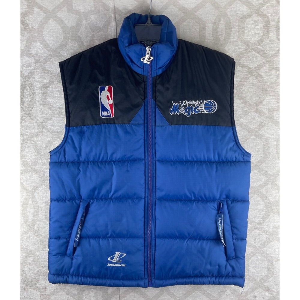 Logo Athletic Orlando Magic Youth M Blue Black Vintage NBA Puffer Vest Nylon 90s